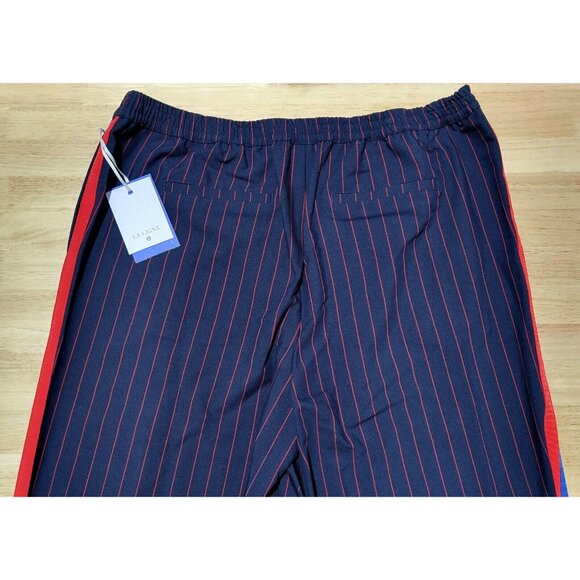 La Ligne Navy Blue Elastic Waist Red & Blue Piping Dress Pants - Picture 5 of 9